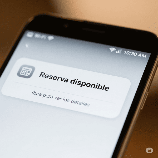 Una notificación en un teléfono móvil sobre una pista que ha quedado libre